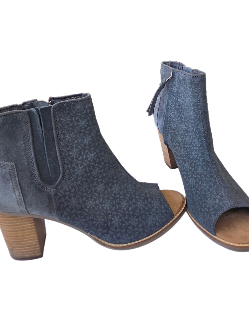 Toms Majorca Gray Peep Toe Booties Size 11W